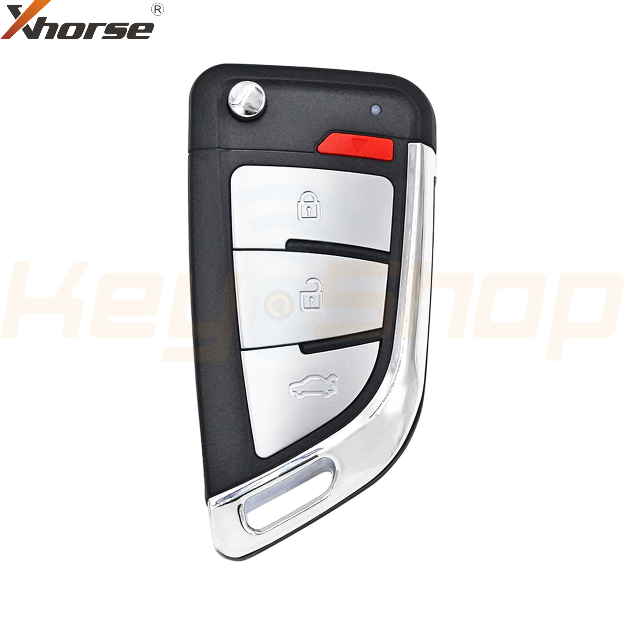 Xhorse XEFO01EN Universal Super Remote Flip Key – 4 Buttons (Lock, Unlock, Trunk, Panic) For Ford Style, Black