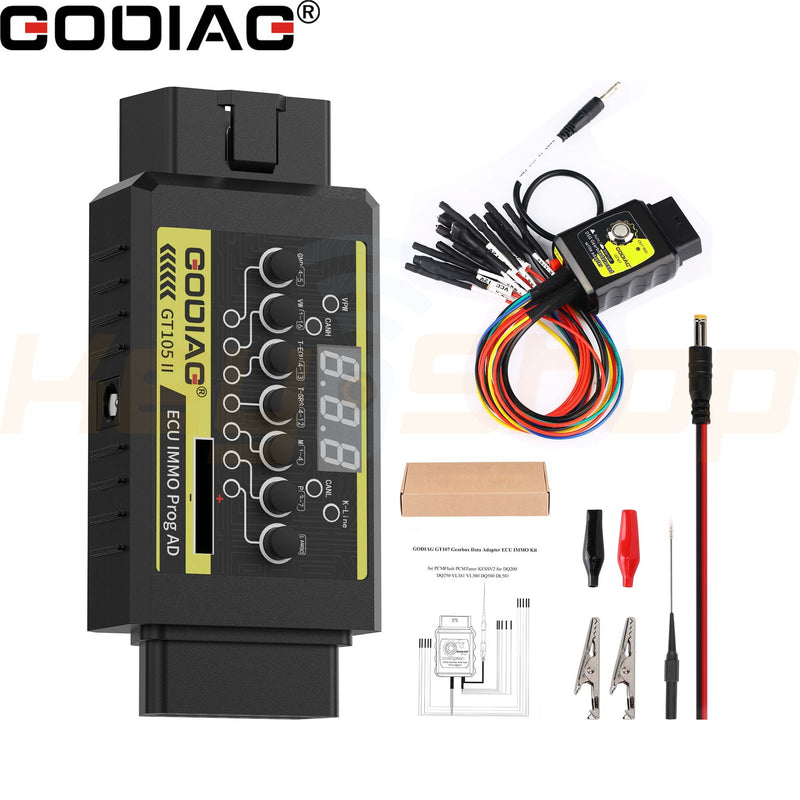 GODIAG GT107 + GT105 II: OBD Key Programming Adapter & TCU Test Bench VAG/Mitsubishi Expert