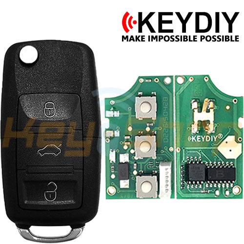 KeyDIY Volkswagen/Skoda/Seat-Style Wired Universal Flip Remote Key | 3-Buttons | KD | B01-3