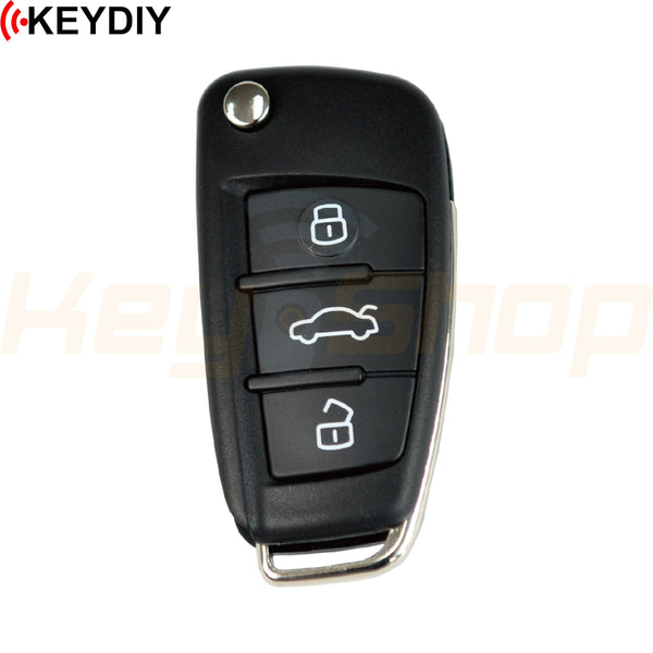 KeyDIY Audi-Style Wired Universal Flip Remote Key | 3-Buttons | KD | B02-3-b (Black)