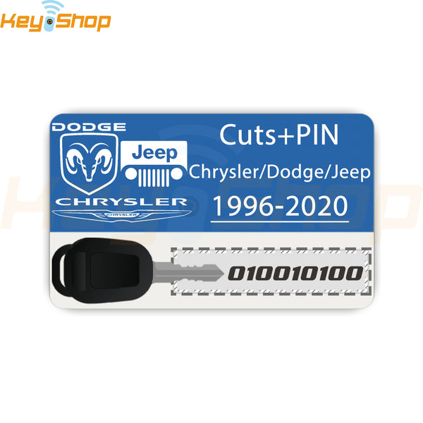 Code Service - Chrysler / Dodge / Jeep 1996-2020 Key Cutting Code + Programming PIN (Limited Hours)