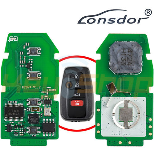 Lonsdor Lexus/Toyota-Style Universal Smart Key | 4-Buttons | FT02-PH0440B (AKL PCB)