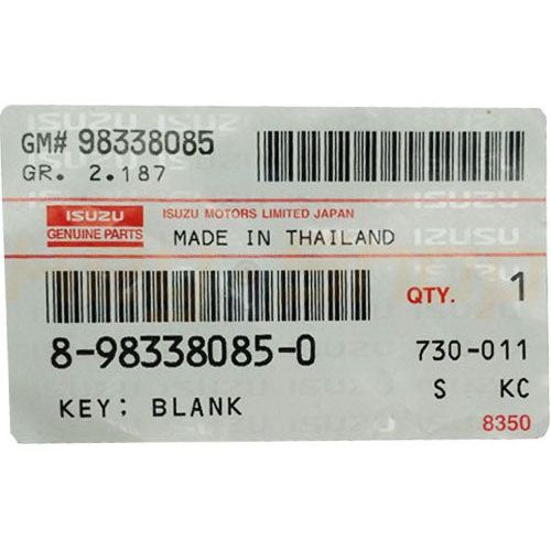 Genuine Isuzu D-MAX 2020 Key Blank – 8-98338085-0 – OEM Black Key