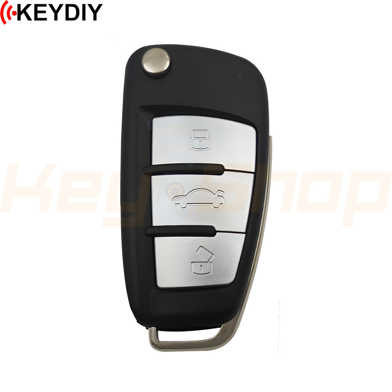 KeyDIY Audi-Style Wired Universal Flip Remote Key "Special" | 3-Buttons | KD | B02-3 (Silver)