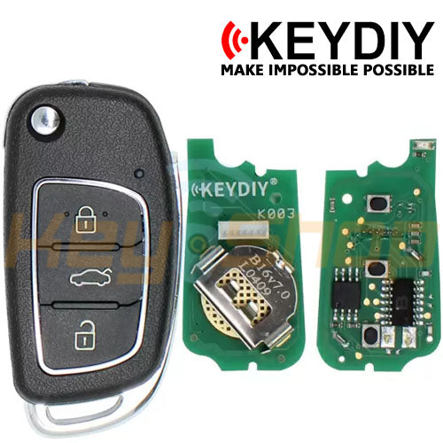 KeyDIY Hyundai / Kia-Style Wired Universal Flip Remote Key | 3-Buttons | KD | B16-3