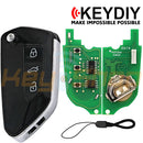 KeyDIY Volkswagen / Skoda / Seat / Cupra-Style Wired Universal Flip Remote Key | 3-Buttons | KD | B33-3