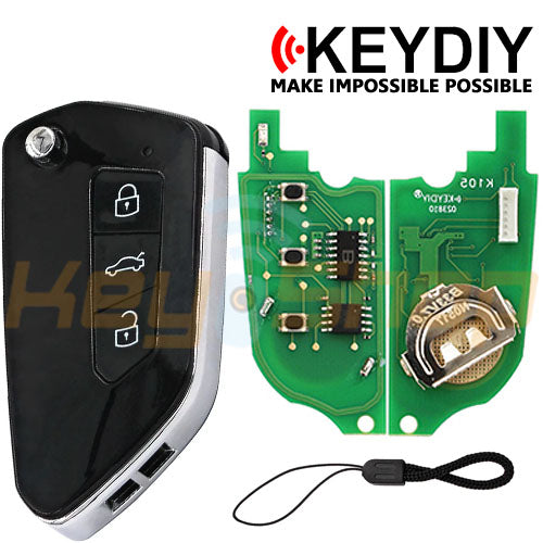 KeyDIY Volkswagen/Skoda/Seat/Cupra-Style Wired Universal Flip Remote Key | 3-Buttons | KD | B33-3