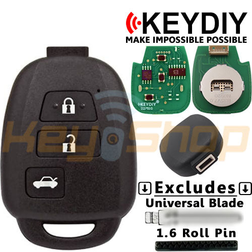 KeyDIY Toyota-Style Wired Universal Flip Remote Key | 3-Buttons | KD | B35-3