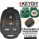KeyDIY Toyota-Style Wired Universal Remote Head Key | 4-Buttons | KD | B35-4