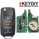 KeyDIY Volkswagen / Skoda / Seat-Style Wireless Universal Flip Remote Key | 3-Buttons | KD | NB08-3