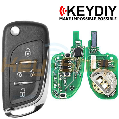 KeyDIY DS/Citroen/Peugeot-Style Wireless Universal Flip Remote Key | 3-Buttons | KD | NB11-3