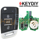 KeyDIY Volkswagen / Skoda / Seat MQB-Style Wireless Universal Flip Remote Key | 3-Buttons | KD | NB15-3