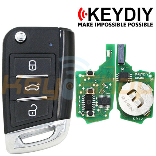 KeyDIY Volkswagen/Skoda/Seat MQB-Style Wireless Universal Flip Remote Key | 3-Buttons | KD | NB15-3