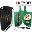 KeyDIY Volkswagen / Skoda / Seat / Cupra-Style Wireless Universal Flip Remote Remote | 3-Buttons | KD | NB33
