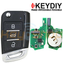 KeyDIY Volkswagen / Skoda / Seat MQB-Style Universal Smart Flip Key | 3-Buttons | KD | ZB15-3