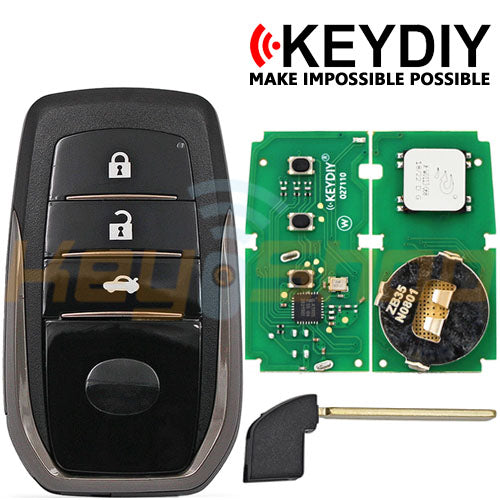 KeyDIY Toyota Corolla-Style Universal Smart Key | 3-Buttons | TOY2 | KD | ZB35-3 8A/4D UNSUPPORTED