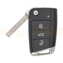 Flip Remote Key Shell / Volkswagen  / 3 Buttons / HU162t / MQB / Inserted OEM Blade