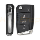 Flip Remote Key Shell / Volkswagen  / 3 Buttons / HU162t / MQB / Parallel OEM blade