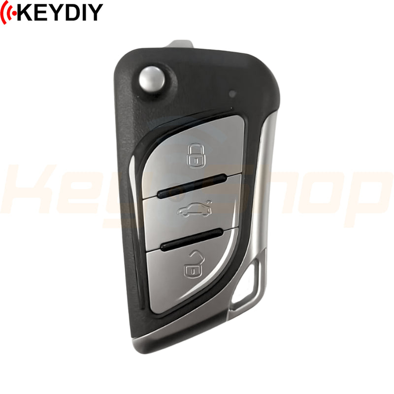 KeyDIY Lexus-Style Wireless Universal Flip Remote Key | 3-Buttons | KD | NB30-Metal (Silver)