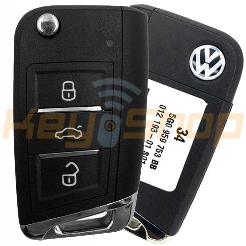 2013+ Volkswagen / Skoda / Seat Smart Flip Key | ID48-MQB | 3-Buttons | HU66 | 434MHz | 5G0-959-753-BB (OEM)