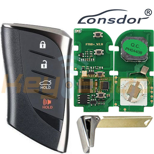 Lonsdor Lexus-Style Universal Smart Key | 4-Buttons | TOY2 | FT08-PH0440B (Inc. Shell)