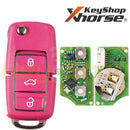 Xhorse Volkswagen-Style Wired Universal Flip Remote Key | 3-Buttons | VVDI | XKB502 (Pink)