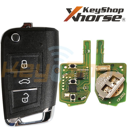 Xhorse Volkswagen/Skoda/Seat MQB-Style Wired Universal Flip Remote Key | 3-Buttons | VVDI | XKMQB1