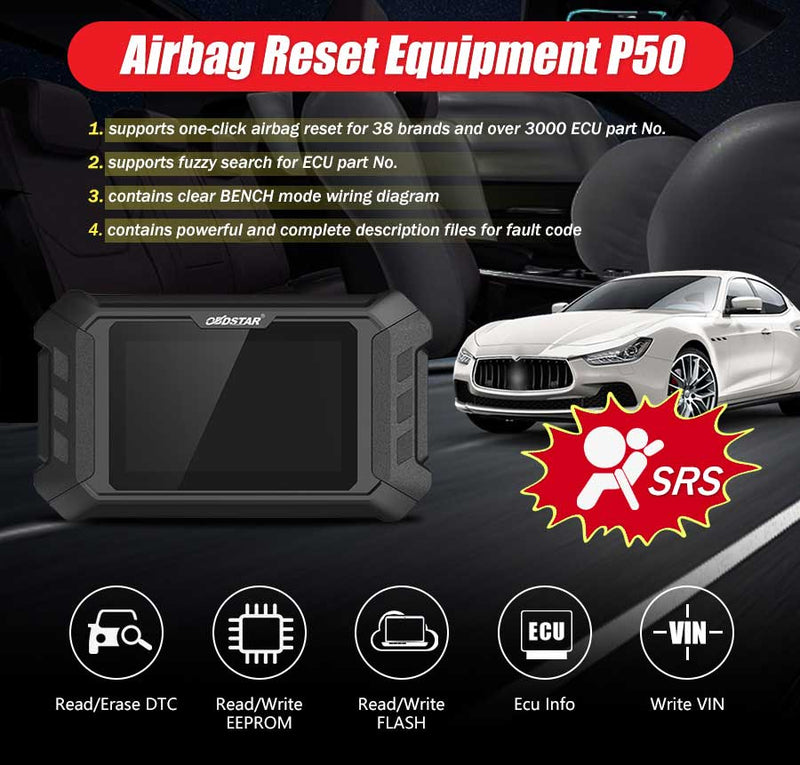 OBDSTAR P50 – The Ultimate SRS tool - Airbag + SAS + BMS Reset, Fault Code Management & ECU Processing