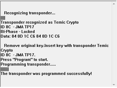 Software 185 / Key copier for Temic Crypto 8C transponders