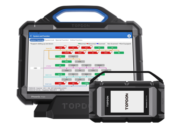 TOPDON - Phoenix Max Heavy Duty Kit - Advanced-Level Professional Diagnostic Tool with Scope, Heavy Duty Cables and One Year Of Heavy Duty Updates