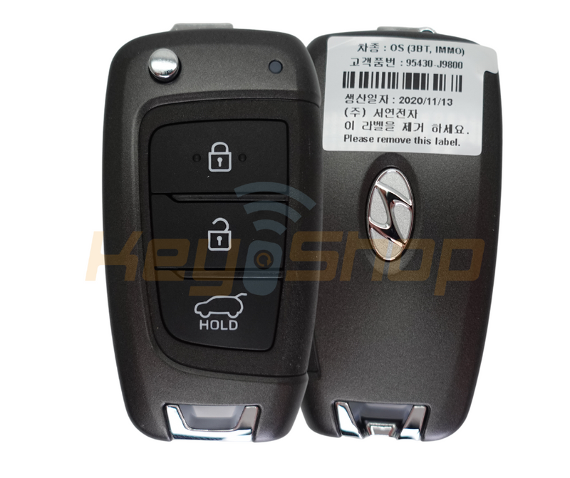2018-2020 Hyundai Kona Flip Remote Key | ID70 | 3-Buttons | KK12 | 433MHz | J9800 (OEM)